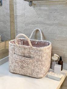 1Pc Floral Print Quilted Storage Basket Laundry Basket Large Capacity Portable Storage Bag Foldable Snack Basket With Handle For Women And Girls Cosmetic Storage Basket Toy Storage Basket Skincare Storage Basket Women Makeup Storage Multifunctional Storage Basket Cosmetic Organizer Home Decor Livingroom Bedroom Decor Bathroom Decor - Nhiều màu - Xem 10