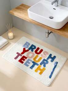 1pc Colorful Letter Plush Bathroom Mat, Lovely Carpet, Bathroom Rug, Doormat, Small Rug, Carpet, Mat, Home Decor, Area Rug, Outdoor Mat, Bedroom Carpet, Washable Rug - Multicolor - View 3