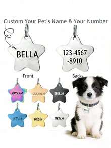 Customized Pet ID Tag, Cat & Dog Tag, Personalized Cat & Dog Puppy Pet Name Pendant, Collar Pendant, Pet Accessory Skeleton Paw Print Pendant, Perfect Pet Gift, Suitable For Outdoor, Wedding And Party, Prevent Pet Loss! - 彩色 - 查看 1