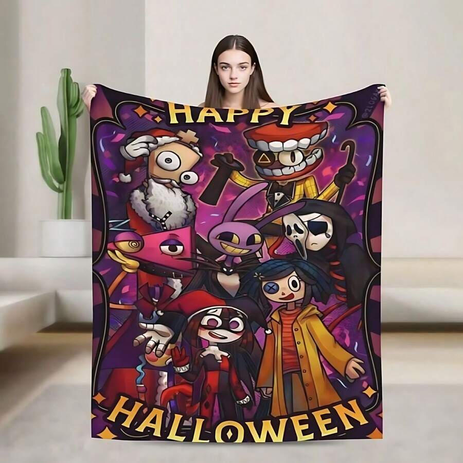 Flannel Throw Blanket,A-Amazing D-Digital Anime Circus Cozy Super Soft Flannel Blanket, Funny Game Theme Warm Throw Blanket For Living Room, Home Decor, Cozy Soft Flannel Blanket & Suitable For Birthday Anniversaries, Valentine's Day, Thanksgiving, Christmas, Halloween, Wedding, New Year Gifts Provide Personalized Ideal Gifts For Her, Him, Family Members, Boyfriends, Girlfriends, Fathers, Family Members, Mothers, Lovers, Daughters, Sons, Grandfathers, Grandmothers, Friends, Classmates And Pets. Sofa, Bed, Car, Bedroom, Living Room, Office, Outdoor Camping, Beach, Wall Decoration, Bedroom Decor,  Halloween Blanket, Fall Decor, Fall Decorations For Home, Christmas Party Theme Blanket, Christmas Decor, Office Decoration - nhiều màu 11 - Xem 1