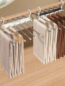 1pc Black/White Foldable Multi-Layer Scarf, Tie, Pants Organizer Rack - Multicolor - View 5