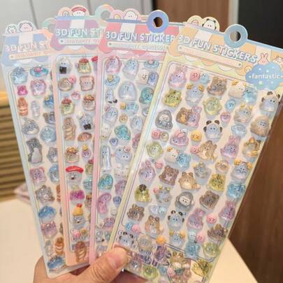 日本原创 Yuyuya 家族 3D 水晶浮雕贴纸，女孩手机壳装饰贴纸