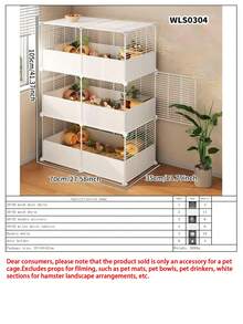 Hamster Cage, Luxury Large Villa Style Cage With Golden Wire Branches For Home Use, Chicken Raising And Observation