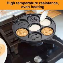 1pc 7-Cup Marble Non-Stick Pancake Pan, Round Baking Mold Suitable For Induction Cooktop, Dishwasher , Scratch-Resistant, Great For Pancakes, Crepes And Home Breakfast Cookware And Food Tray - Black - View 3