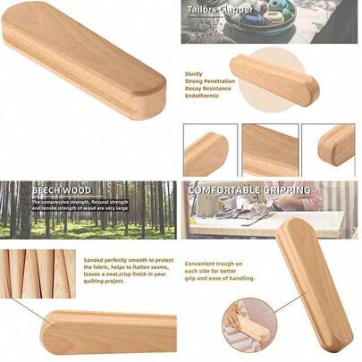 Clapper de Sastre, Clapeta Profesional de Madera de Haya, Herramienta de Costura Multiusos Duradera para Aplanar Telas, Presionar Puntos, Arrugas de Ropa, Acolchado, Bordado