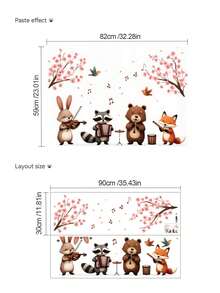 Fun Animal & Bird Wall Decals - DIY Cartoon Monkey, Giraffe, Lion Murals - Contemporary PVC Home Decor Stickers For Living Room - Multicolor - View 13