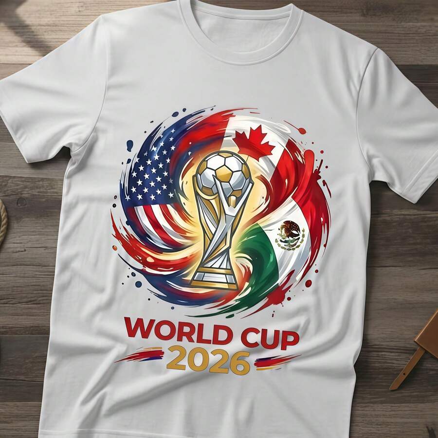 World Cup 2026 Shirt, USA Canada Mexico Soccer Tee, Game Day Football Unisex Fan Gift, Soccer Shirt, World Cup Shirt - 白色 - 查看 1