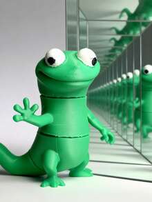 Viral "Lizard Lizard" Meme Fidget Toy - 3D Printed Articulated Dancing Green Lizard - Funny Wiggle Desk Pet For - Green - View 2