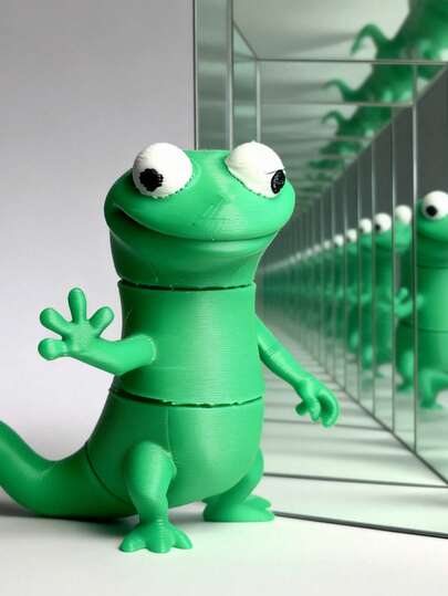 Viral "Ödlaödla" Meme Fidget-leksak - 3D-utskriven ledad dansande grön ödla - Rolig Wiggle Desk-leksak för husdjur