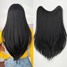 Clip In Hair Extensions V-Shaped Omber 22 Inch Long Straight Hair Heat Resistant Fiber Synthetic Hairpiece For Women Girls Party Daily Use