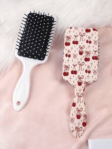 1pc Y2K Kawaii Series Air Cushion Comb, Featuring Unique Bow, Leopard Print, Star, Floral, Cloud, Cherry Motifs In Aesthetic, Straight Hair Brush Made Of Durable PC+TPU Material - Multicolor - View 18