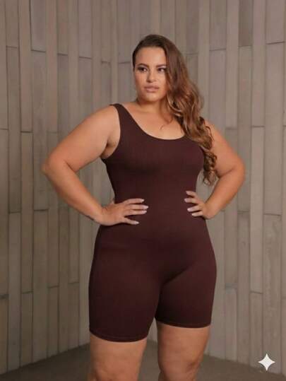 Macacão Plus Size Alça Larga Fitness Confortável