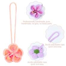 Cute Rear View Mirror Hanging Decor 2 Pack View Mirror Pendant Ornament Crochet Flowers Hibiscus Flower Car Hanging Charms Car Accessories Handmade Knitted Flowers Pendants For Women Crochet Lovers - 如圖 - 查看 3