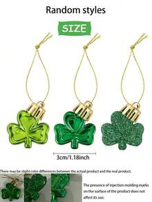 6pcs Mini St. Patrick's Day Clover Decorations, Suitable For Small Christmas Tree Decor, Lucky Clover Ornaments, Green Clover Irish Decorations, Fit For St. Patrick's Day Tree Stand Decor And Party Favors - Multicolor - View 9