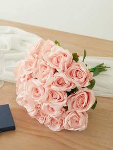 10pcs Artificial Single Rose Flower, Suitable For Spring/Summer Decor, Restaurant, Bedroom, Tabletop, Furniture, Vase DIY, Wedding Decoration, Holiday Gift - Blush Pink - View 6