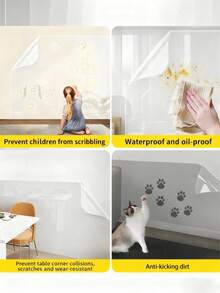 1卷PP静电吸附墙膜 - 防水、防油、无需胶水、可移除、可重复使用 - 适用于厨房防溅板、瓷砖、宿舍装饰、橱柜 - 易于清洁、不留残胶、防油、厨房防溅挡板 - 無色 - 查看 4