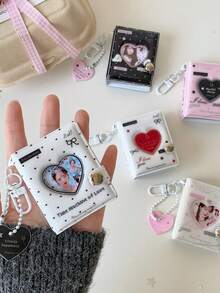 1pc Minimalist 2-Inch Large Head Photo Album Girl Fan Idol Hollow Heart ID Photo Card Holder Keychain Pendant - Multicolor - View 8