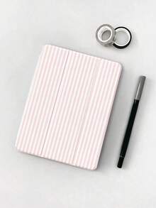 Stylish Pink Striped Design Flat Protective Case, Compatible With IPad 10.2", IPad (A16) 11", 11th Gen 2025 IPad 9th/10th, IPad Air 4th 10.9", Galaxy Tab S6 Lite 10.4", /, Anti-Drop, Pen Slot, Sleep/Wake Support, Romantic Gift - Multicolor - View 3