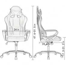 High-Back Gaming Chair PC Office Chair Computer Racing Chair PU Desk Task Chair Ergonomic Executive Swivel Rolling Chair With Lumbar Support For Back Pain Women, Men - Xám - Xem 2