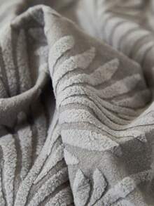 1件灰色叶子图案毛绒弹力沙发套（含1个枕套），北欧现代风格涤纶防尘防滑加厚沙发套，适用于1/2/3/4人沙发，尤其适合秋冬季沙发装饰 - 深灰色 - 查看 10