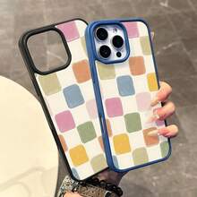 Chic Magnetic Case For IPhone11/12/13/14/15/16/Promax Colorful Square Pattern MagSafe Ready, Anti-Slip, Ultra Thin |   Aesthetic Touch For Daily Use KAWE - 灰色 - 查看 7