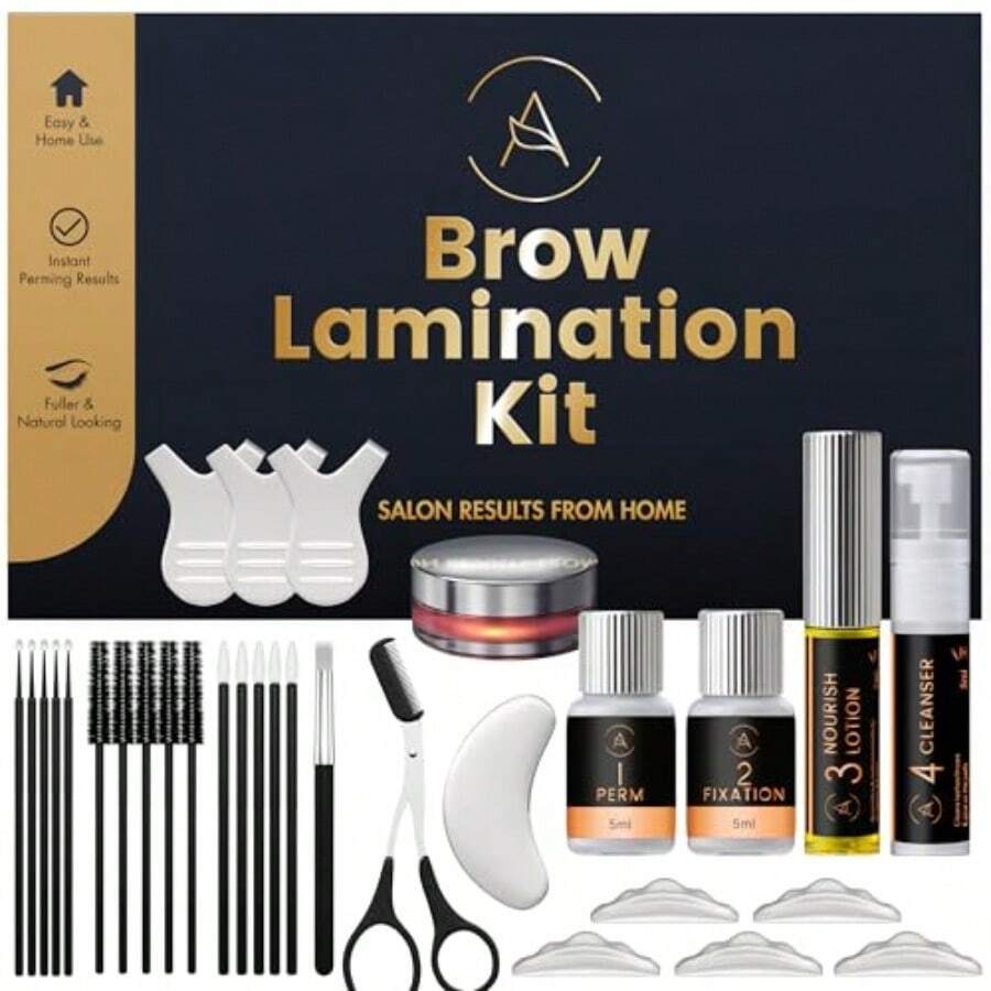 Eyebrow Lamination Kit At-Home Brow Lift Kit For Beginner/Professional Includes Instructions Lasts 6-8 Weeks 15 Applications  And Effective - ABK1 - 多 - 查看 1