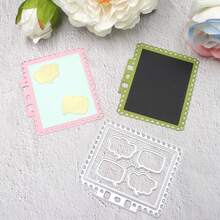 1个不规则活页剪贴簿切割模具，心形镂空花卉边缘压花模具，适用于节日装饰剪贴簿、手工卡片制作DIY、优雅剪贴簿、婚礼、生日、情人节、复活节卡片 - 銀色 - 查看 2