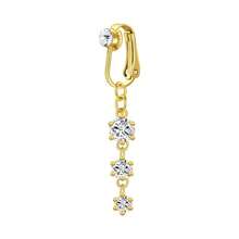 Fake Belly Button Ring Clip-On For Women - CZ Dangle Heart Non-Piercing Jewelry - Golden - Golden - View 5