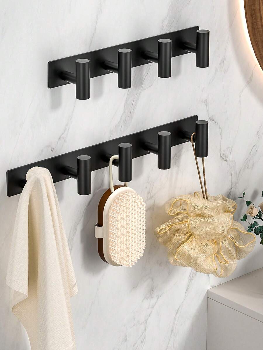 1个浴室毛巾架，T型粘性墙钩，适用于毛巾和浴袍——强力吸附，易于安装在厨房、淋浴房、衣柜、洗衣区的瓷砖、玻璃或木质表面上；节省空间的浴室收纳架，快速拆卸，经久耐用，是小型公寓、酒店、宿舍和玄关的理想之选；春季焕新家居收纳方案 - 彩色 - 查看 1