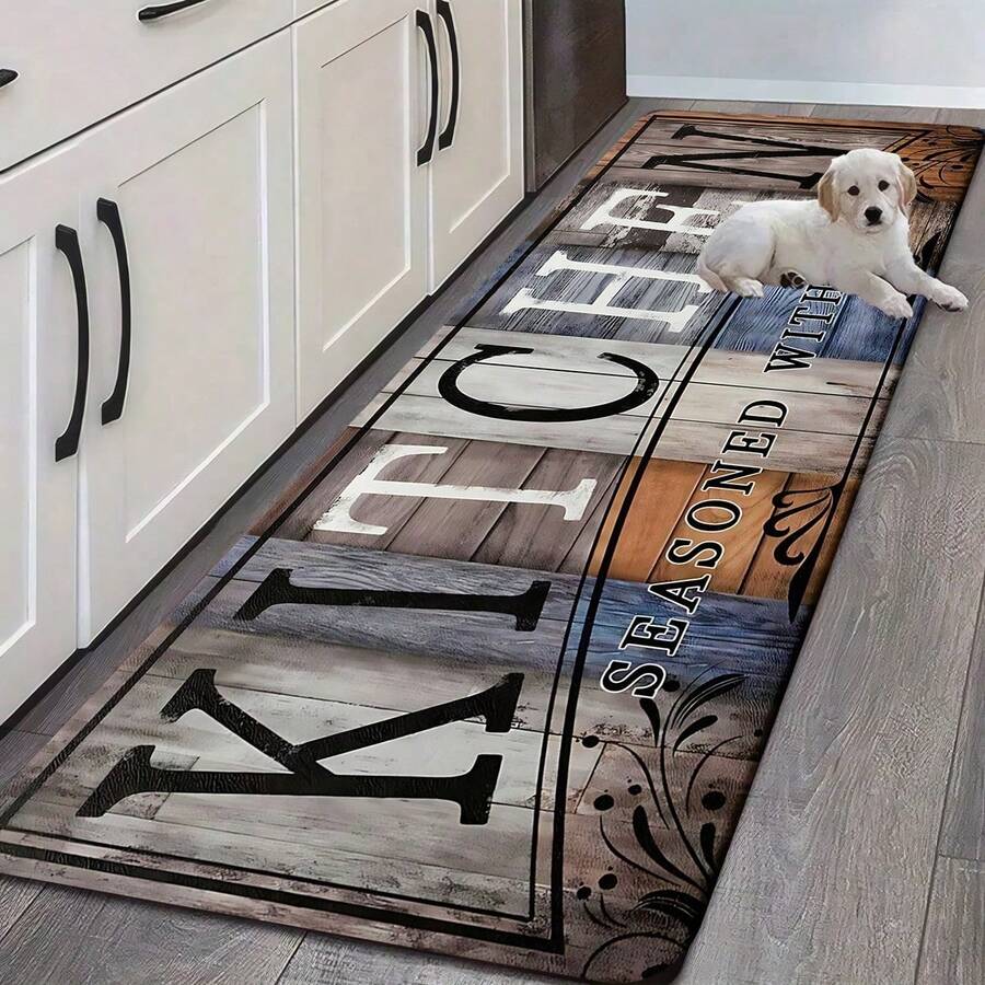 1pc Classic Dark-Colored Dirt-Resistant Versatile Wood Grain Printed Doormat, High-Rebound Memory Foam, Water-Absorbent & Anti-Slip, Suitable For Kitchen, Bathroom, Hallway, Entryway, Dining Room And Other Household Decorative Areas - Flannel Floor Mats, Living Room Rugs, Bedroom Rugs, Washable Rugs, Shag Rugs, Cozy Rugs, Soft On Feet, Home Decor Rugs, Adds Warmth, Stylish Rugs, Valentine's Day Decor, Valentines Decor - Welcome Mats, Entrance Mats, Outdoor Doormats, Absorbent Mats, Keeps Dirt Out, Front Door Mat, Cute Doormats, Easy Clean Mats, Kitchen Mats For Floor, Kitchen Rugs, Kitchen Deccor - 彩色 - 查看 1