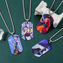 New K-Pop Witch Girl Group Stainless Steel Metal Print Pendant Necklace, Cartoon & Anime Merchandise - Multicolor - View 5