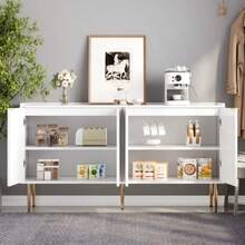 Modern And Simple Anrichte Moderne Sideboard Schrank Anrichte Stauraum Buffet Wohnzimmer Set,140L X 38B X 75H(Cm) - White - View 5