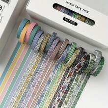 20 Rolls Of Combination Mounted Hand Book Thin Tape Vintage And Paper Tape Vintage Hand Book Tape Creative Decoration DIY Students - 多色1 - 查看 4