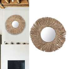 CYPNPwshymi Espejo Colgante Retro con Tejido de Paja Espejos Circulares Bohemios de Ratán para Decoración de Pared Espejo Montado en la Pared NaturalezaFashion - 224567485 - Ver 3