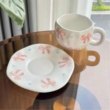 Tasse en céramique peinte à la main avec soucoupe, tasse à café, tasse à thé pour la maison/le bureau, convient pour le jus, le lait, le café - cadeau d'anniversaire et de fête, cadeau pour la famille, cadeau pour lui, service de tasses à café en céramique - Choix multiple - Voir 3