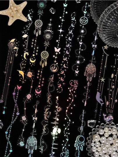 ストリーミング ブライト ロング ハンドバッグ 装飾用 ペットステッカー 80枚 4セット、ミニチュア ランドスケープ ポケットステッカー、スーツケース、パソコン、水筒、携帯電話、ケース、冷蔵庫、壁、ヘルメット、キャビネット、ボックス、ベッド、ギター、教室などに貼れます