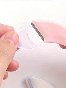 3pcs Eyebrow Grooming Tool Kit, Includes Eyebrow Shaping Scissors, Curved Eyebrow Razor, Manual Hair Removal Trimmer, Beginner Beauty Accessories, Eyeshadow & Eyeliner Applicators, Lash Comb, Best Gift For Valentine's Day, Portable Travel Tool, Reusable Beauty Tools - Pink - View 6