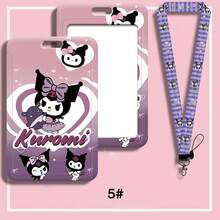 时尚可爱卡通图案滑动卡套，适用于学生证、公交卡、工作证、工厂工牌、地铁卡、餐卡、钥匙链挂绳、护士/员工证件套 - 彩色 - 查看 6