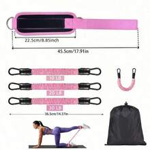 1pc/5pcs Ankle Resistance Bands, Fitness Ankle Straps With Bands For Leg And Butt Workout, Ankle Strap With Exercise Bands For Yoga, Taekwondo, Leg Jump Resistance, Ankle Resistance Rope, Gym Accessories - Pink - View 4