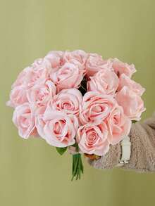 10pcs Artificial Single Rose Flower, Suitable For Spring/Summer Decor, Restaurant, Bedroom, Tabletop, Furniture, Vase DIY, Wedding Decoration, Holiday Gift - Blush Pink - View 8