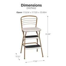ASDF- Stylaire Retro Chair + Step Stool with Flip-Up Vinyl Seat Gold - Dorado - Ver 6