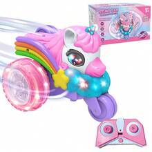 Pink Unicorn Remote Control Tricycle, Exclusive For Girls - Remote Control Car With Flashing Wheels And LED Lights, Cute Cartoon Electric Toy, Ideal New Year Gift, Suitable For Toddlers And Little Girls