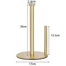 Stainless Steel Gold/Black Desktop Tissue Paper Holder, Kitchen Roll Paper Towel Rack, Cling Film Storage Rack, No Drilling Required, Freestanding Dual Bar Kitchen Paper Towel Holder - Multicolor - View 10