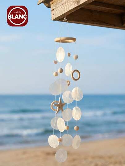 1pc Bohemian Style Log Wind Chimes With Coastal Shells And Starfish, Seaside Villa Garden Decor, No Electricity Needed, Ideal For Valentine'S Day, Mother'S Day, New Year & More Gifts Birthday Graduation