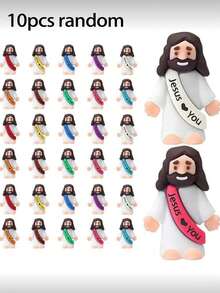 10/20个迷你耶稣玩偶，“耶稣爱你”，耶稣模型，小耶稣玩偶，捉迷藏游戏，周日派对礼物（颜色随机），迷你耶稣，基督教模型，小型模型，基督教模型，派对礼物，耶稣，模型，耶稣礼物 - 彩色 - 查看 10