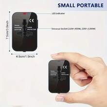 通用旅行适配器，配备 USB-C、GaN PD3.0 Type-C 和 USB-A 快速充电端口，电源转换器，墙式充电器，AC 插头适配器，适用于美国、欧盟、英国、澳大利亚 - 彩色 - 查看 5