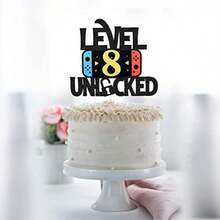 DLevel 8 Unlocked Game Birthday Cake Topper - Video Game Boy's 8th Birthday Game On Party Cake Plies - Gaming Level Up Winner Party Decoration - 8 - Xem 6