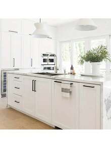 4pcs Black Square Stainless Steel Cabinet Handles, Furniture Hardware Accessories, Kitchen Cabinet/Drawer Pulls - Black - View 3