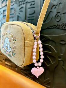 1pc Cute Women's Keychain - Fashionable Bag Charm And Key Ring, Perfect For Hanging On Your Car Or Keys - Pink - View 1