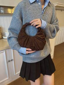 Cloud Pleated Bag, Niche Design, New Arrival, High-Quality, Fashion Minimalist, Versatile Handbag For Commuting - Coffee - View 4